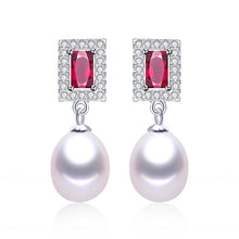 Load image into Gallery viewer, Red Crystal Pearl Earring