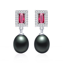 Load image into Gallery viewer, Red Crystal Pearl Earring